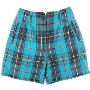 80s aqua plaid bermuda shorts 1980s vintage